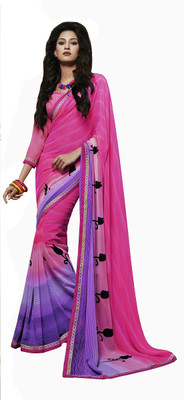 

Jiya Self Design, Printed Fashion Georgette Saree(Pink, Purple)