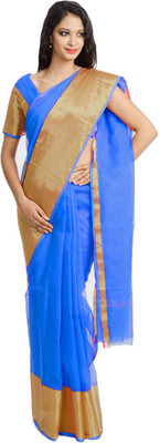 

Javuli Self Design Arani Pattu Handloom Silk Cotton Blend Saree(Light Blue)