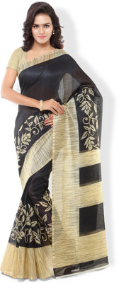 

Poornathava Solid Bhagalpuri Art Silk Saree(Black)