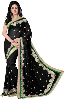 

Vishakha Fashion Embroidered Fashion Georgette Saree(Black)