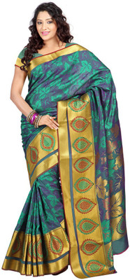 

Manthan Printed Daily Wear Art Silk Saree(Green, Grey)