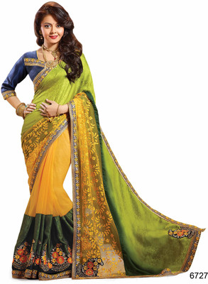 

Ridham Sarees Embroidered Fashion Jacquard Saree(Multicolor)