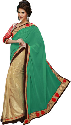 

Khushali Self Design, Embroidered, Embellished Fashion Georgette, Chiffon Saree(Beige, Green, Brown, Red), Beige;brown;green;red