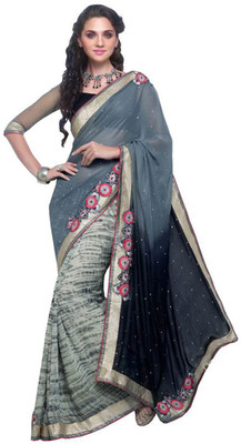 

Ewows Self Design Fashion Georgette Saree(Grey, Beige)
