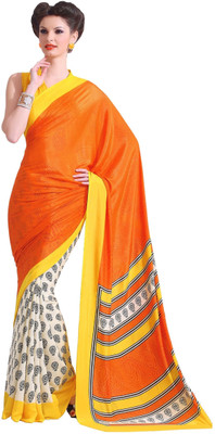 

Cenizas Printed Fashion Georgette Saree(Orange, Yellow)