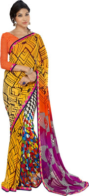 

Manthan Printed Daily Wear Georgette Saree(Yellow, Pink)