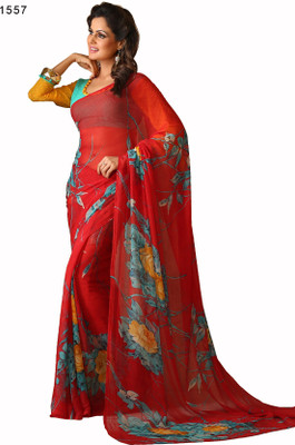 

Hi-Choice Printed Fashion Chiffon Saree(Red)