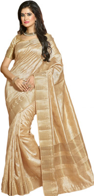 

M.S.Retail Self Design Kanjivaram Silk Saree(Gold), Cream