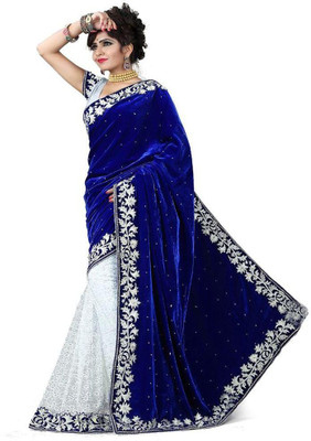 

Dancing Girl Embroidered Bollywood Velvet Saree(Blue)