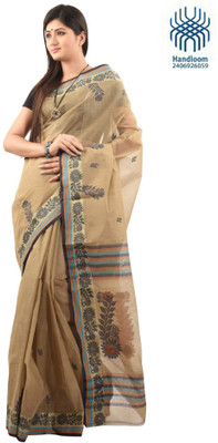 

Tantuja Self Design Tangail Handloom Cotton Saree(Brown)