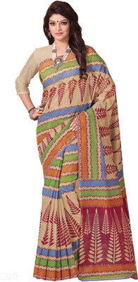 

Taanshi Printed Mysore Cotton, Polycotton Saree(Beige, Red, Green), Beige;green;red