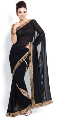 

Soch Self Design Fashion Georgette Saree(Black)