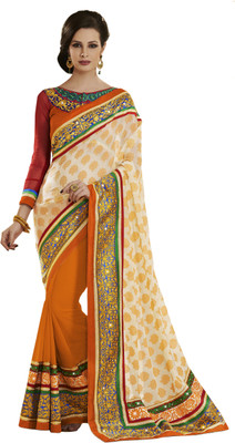 

Ewows Self Design Fashion Jacquard Saree(Orange)