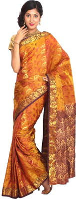 

Mahaveer Silk Creations Woven Kanjivaram Handloom Art Silk Saree(Yellow)