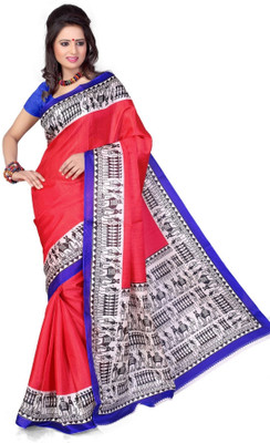 

Cenizas Printed Fashion Crepe Saree(Multicolor), Red