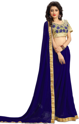 

Stylezone Embroidered Fashion Georgette Saree(Blue)