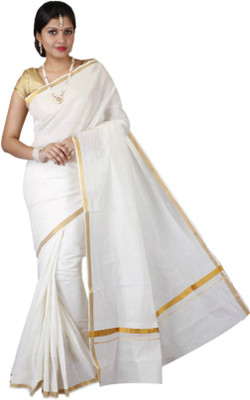 

Creative Weaves Solid Chinnalapattu Cotton Saree(White)
