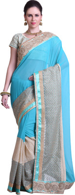

Chirag Sarees Embellished Fashion Synthetic Georgette Saree(Blue)