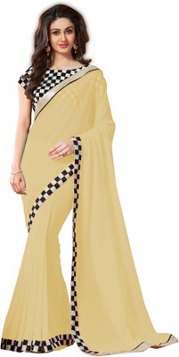 

Monika Silk Mill Solid Daily Wear Georgette Saree(Red), Beige