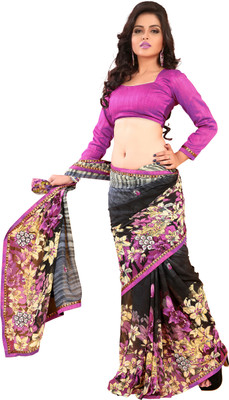 

Parisha Self Design, Printed Fashion Georgette Saree(Black, Pink, Multicolor), Black;multicolor;pink