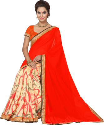 

Ishin Embellished Fashion Modal Saree(Beige, Orange)