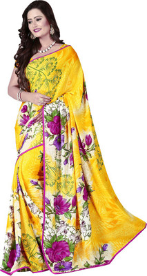 

Khoobee Floral Print Fashion Georgette Saree(Yellow, Multicolor), Multicolor;yellow