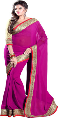 

Sourbh Sarees Solid Fashion Georgette Saree(Pink)