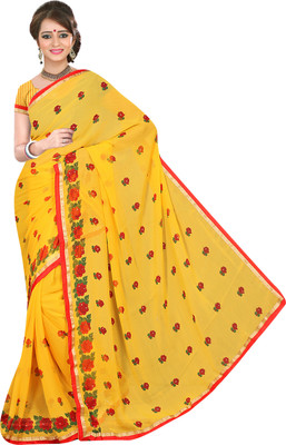 

Khushali Self Design, Printed, Embellished Fashion Chiffon Saree(Yellow)
