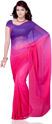 

JTInternational Solid Fashion Georgette Saree(Pink, Purple), Dark pink;violet