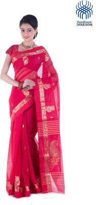 

Tantuja Woven Tangail Cotton Saree(Red)