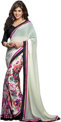 

Brijraj Printed Fashion Georgette Saree(White)