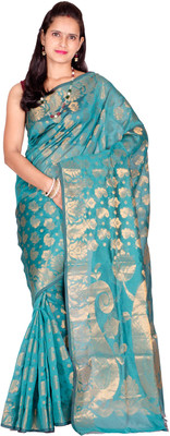 

Chandrakala Self Design Banarasi Cotton Saree(Multicolor), Blue
