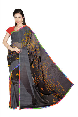 

Ishin Printed Fashion Georgette Saree(Black)