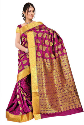 

Manthan Printed Daily Wear Art Silk Saree(Pink, Yellow), Pink & gold