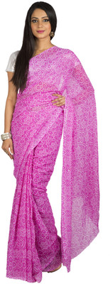 

Jaipur Kurti Printed Bandhej Georgette Saree(Purple)