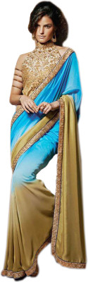 

Helixenterprise Printed Fashion Handloom Georgette Saree(Blue), Blue;green