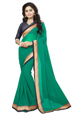 

SHREE OM VALLABH Self Design Banarasi Georgette Saree(Green)