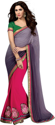 

Khoobee Self Design, Embroidered, Embellished Fashion Georgette Saree(Grey, Purple, Pink), Grey;pink;purple