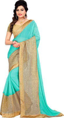 

Khoobee Self Design, Embroidered, Embellished Fashion Chiffon, Net Saree(Beige, Light Green)