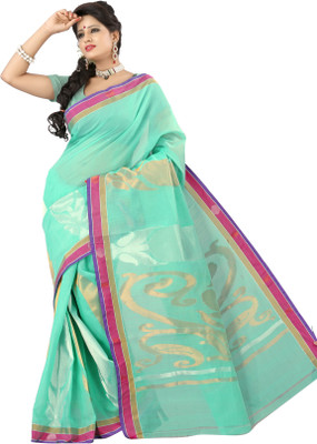 

Mimosa Woven Banarasi Handloom Cotton Saree(Light Green), Light rama