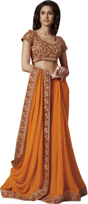 Vishal Self Design Bollywood Georgette Saree(Orange)