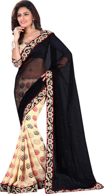 

Dancing Girl Embroidered Bollywood Jacquard Saree(Black)