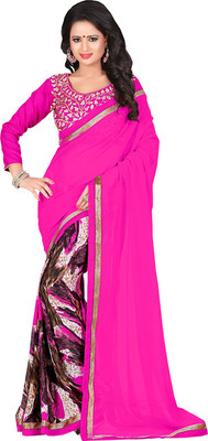 

Lovelylook Printed Daily Wear Georgette Saree(Pink, Multicolor)