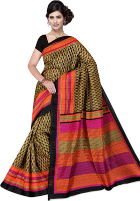 

Khoobee Self Design, Printed Fashion Art Silk Saree(Beige, Multicolor)