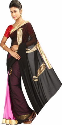 

Anushree Saree Solid Fashion Chanderi Saree(Multicolor), Black