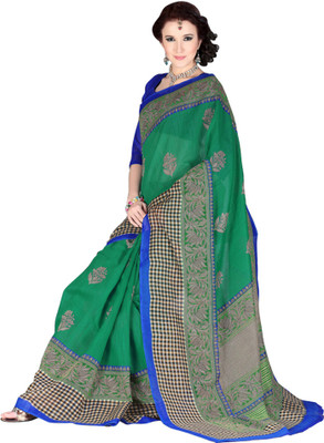 

Jiya Self Design, Printed Fashion Art Silk Saree(Green, Multicolor), Green;multi