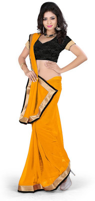 

Party Wear Dresses Solid Fashion Georgette Saree(Orange)