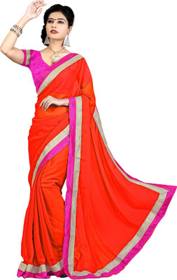 

Indian Wear Online Solid Fashion Chiffon Saree(Red)