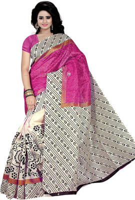 

Indian Wear Online Printed Fashion Cotton Saree(Pink)
