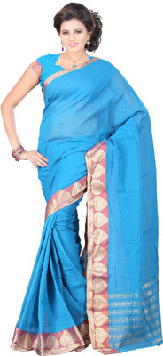 

It's Banii Woven Banarasi Cotton Saree(Blue)